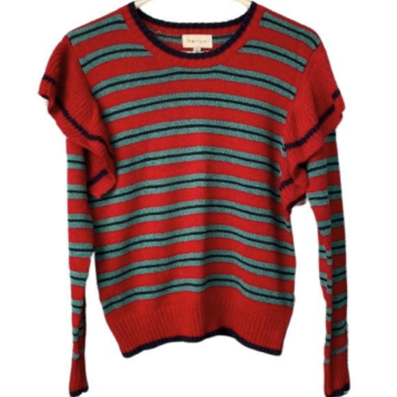 Like new! Anthropologie Harlyn striped sweater with ruffle sleeve detail! Sz XS - Picture 2 of 9
